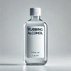 DALL·E 2025 02 11 21.35.10 A simple clear plastic bottle of rubbing alcohol with a label that clearly says Rubbing Alcohol. The bottle has a screw cap or flip top lid and is