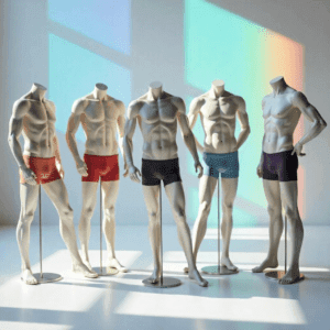 mannequins displaying a variety of sustainable boxer briefs