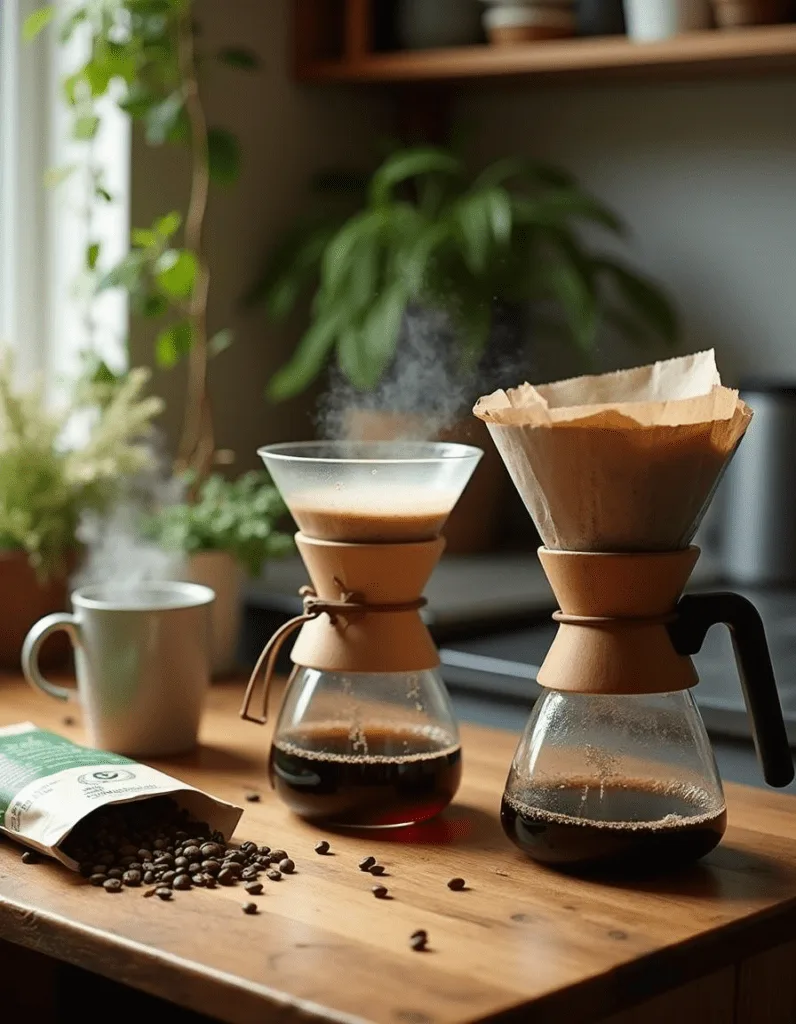 brewing two different coffee makers testing the results