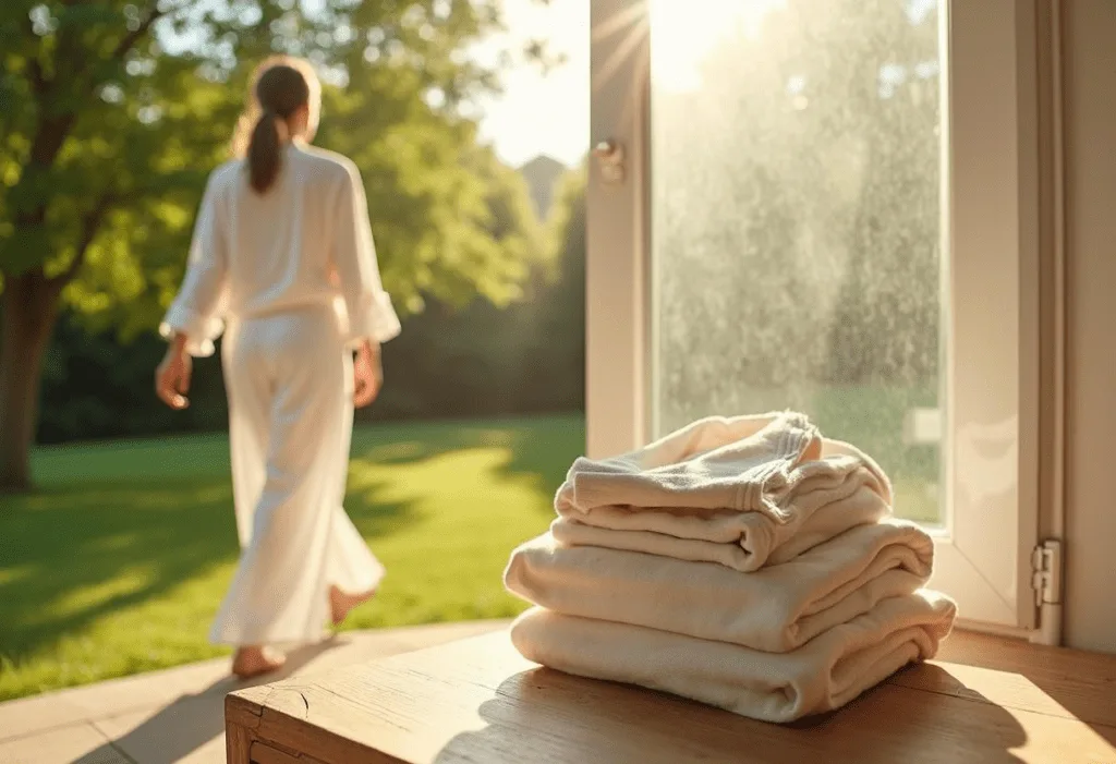 soft pastel colors, flowing fabric, and a relaxed fit