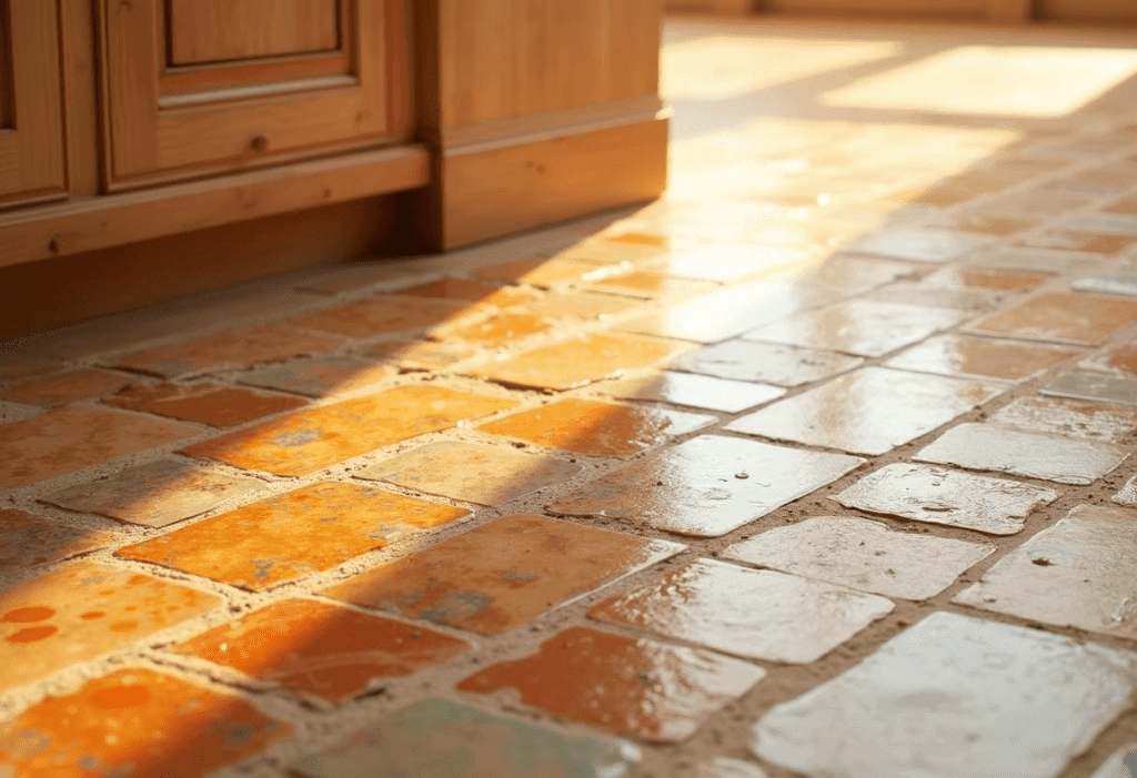 Top Eco-Friendly Kitchen Flooring Options of 2025 close up of Recycled Tile